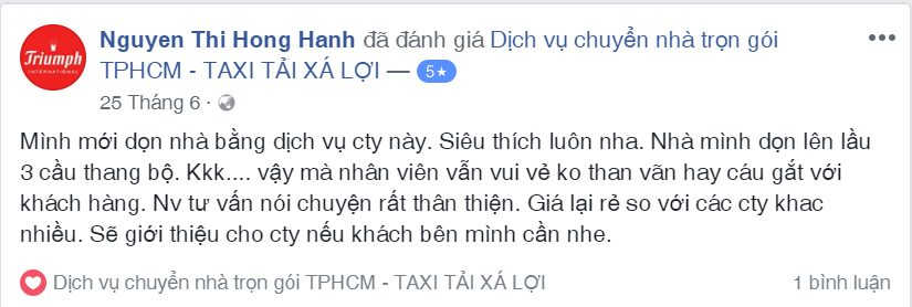 Khách hàng đánh giá dịch vụ thuê dọn nhà quận Thủ Đức