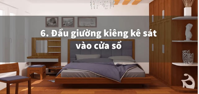 Đầu giường kiêng kê sát vào cửa sổ